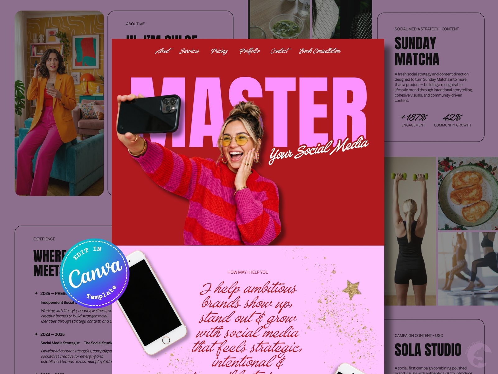 Social Media & UGC Strategist Website | Premium Canva Website Template - Content Creator Portfolio Page - Image 2