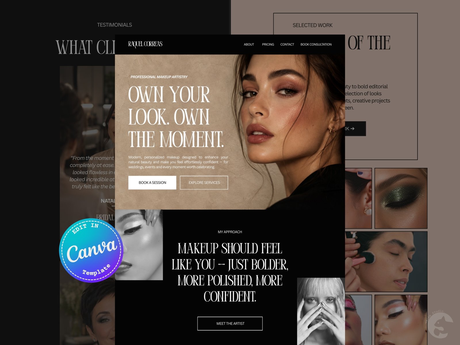 Makeup Artist Portfolio Website | Premium Canva Website Template CT-PRF004 Makeup Artist Portfolio Website | Premium Canva Website Template - Image 2
