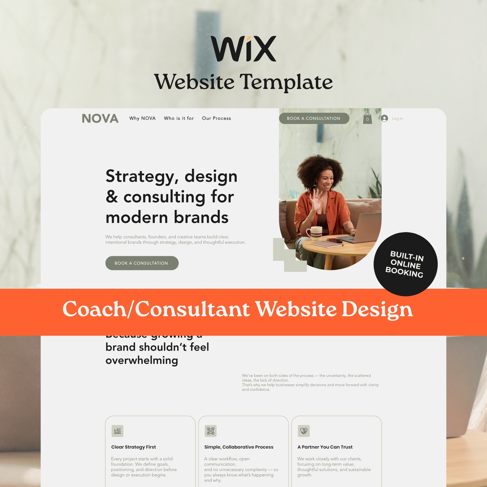 Coach Consultant Website | Wix Website Template - One Page Design