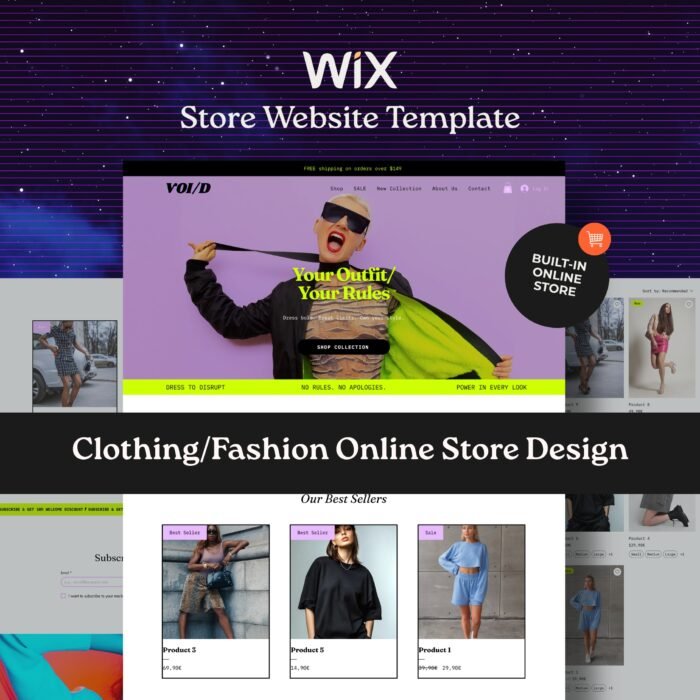 Wix Templates Fashion Brand Online Store Website | Wix Online Shop Template for Clothing Brands - Boutique, Streetwear