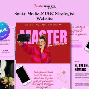 Social Media & UGC Strategist Website | Premium Canva Website Template - Content Creator Portfolio Page