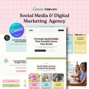 Social Media Agency Website | Premium Canva Website Template - Marketing Agency, Content Creator
