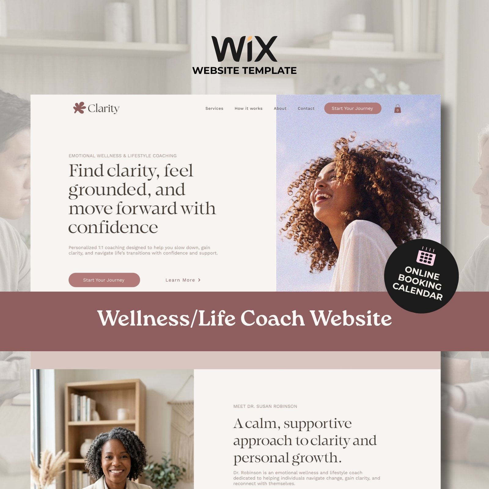 WIX Website Template for Emotional Wellness & Lifestyle Coaches - Modern and Professional - Online Booking Calendar
