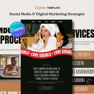 Social Media Strategist & Digital Marketing Website | Premium Canva Website Template - Content Creator