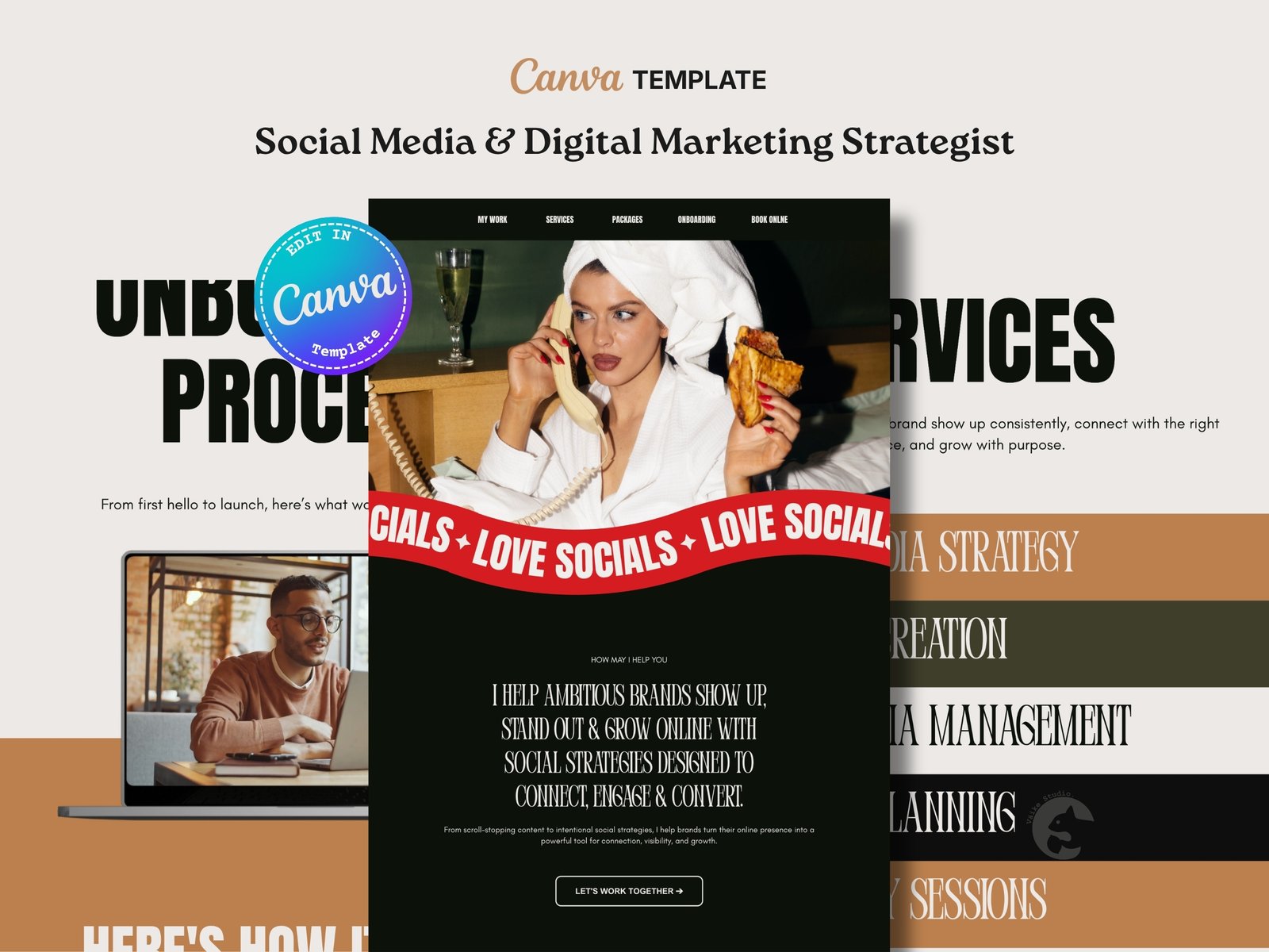 Social Media Strategist & Digital Marketing Website | Premium Canva Website Template - Content Creator