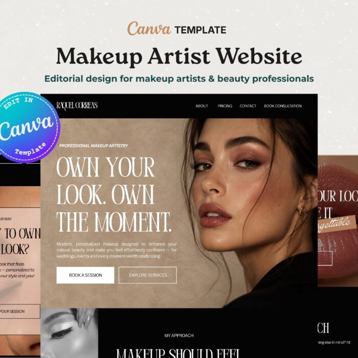Canva Templates Makeup Artist Portfolio Website | Premium Canva Website Template