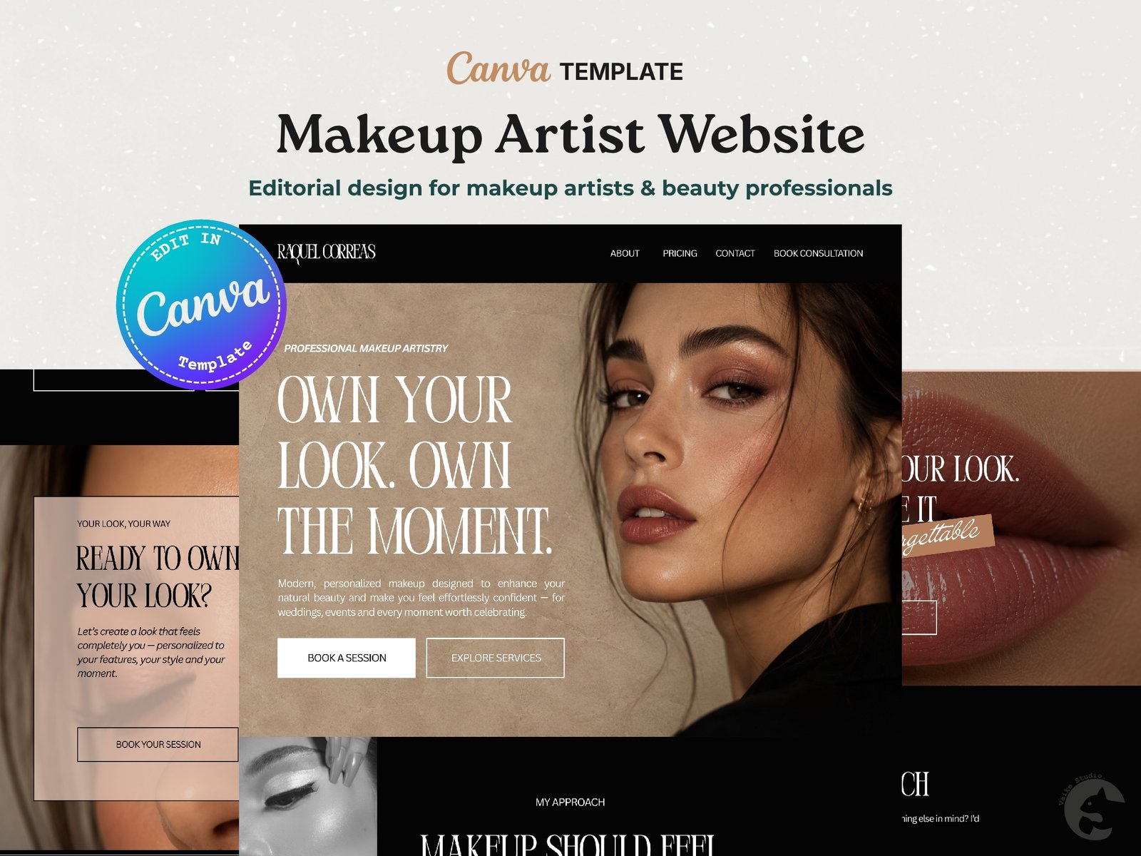 Makeup Artist Portfolio Website | Premium Canva Website Template CT-PRF004 Makeup Artist Portfolio Website | Premium Canva Website Template