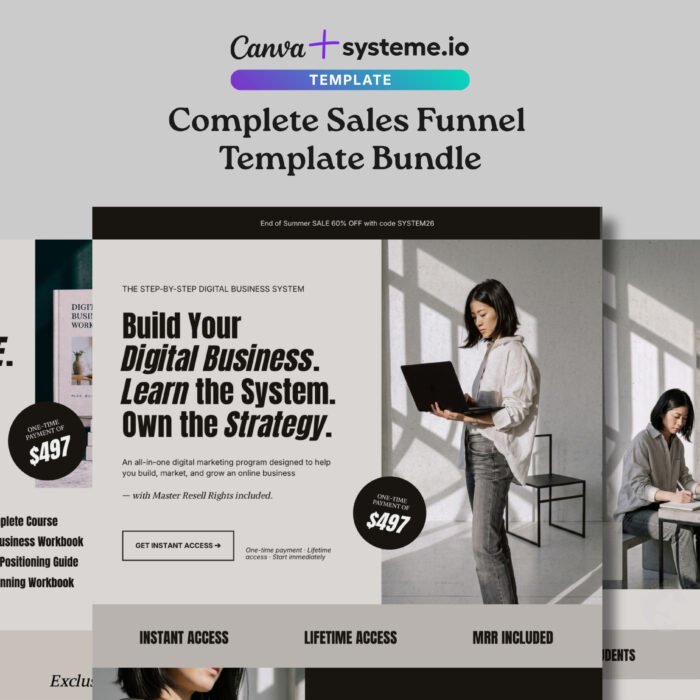 Canva Templates Sales Page Template Bundle For Digital Products | Canva Website + Systeme.io Checkout Funnel