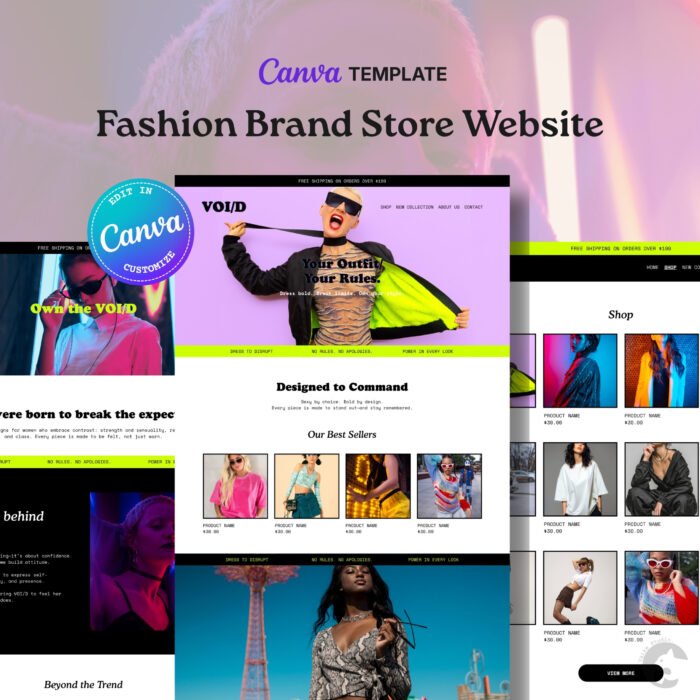 Canva Templates Fashion Brand Store | Canva Website Template