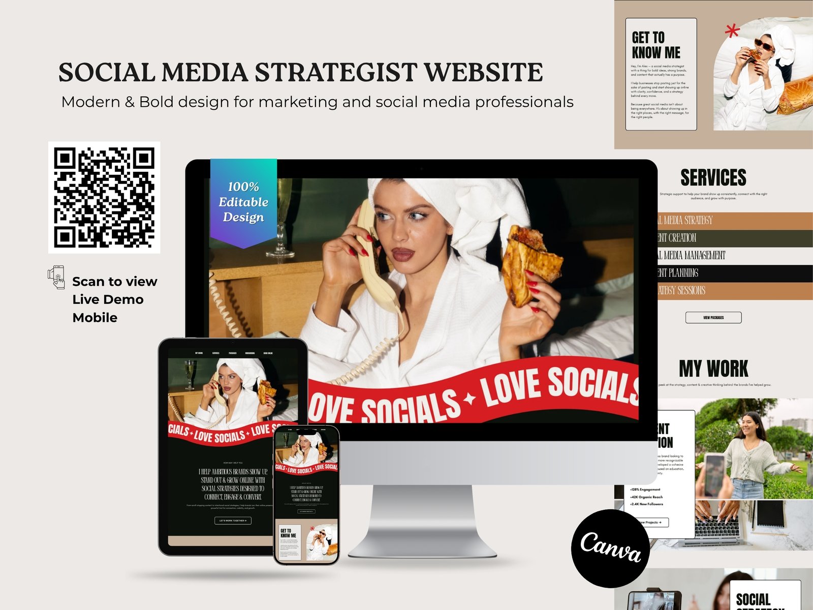 Social Media Strategist & Digital Marketing Website | Premium Canva Website Template - Content Creator - Image 3