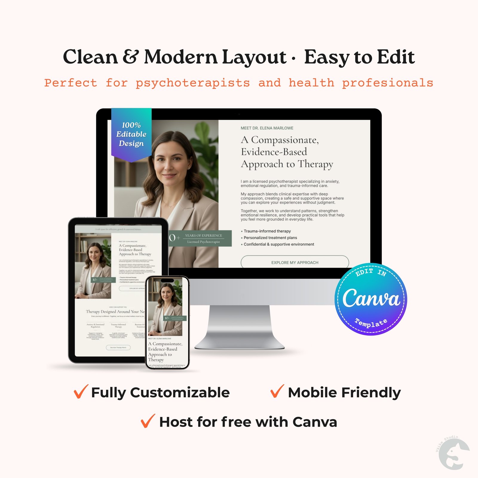 Therapist & Emotional Wellness Coach Website | Canva Website Template CT-PRF002 Therapist & Emotional Wellness Coach Website | Canva Website Template - Image 2