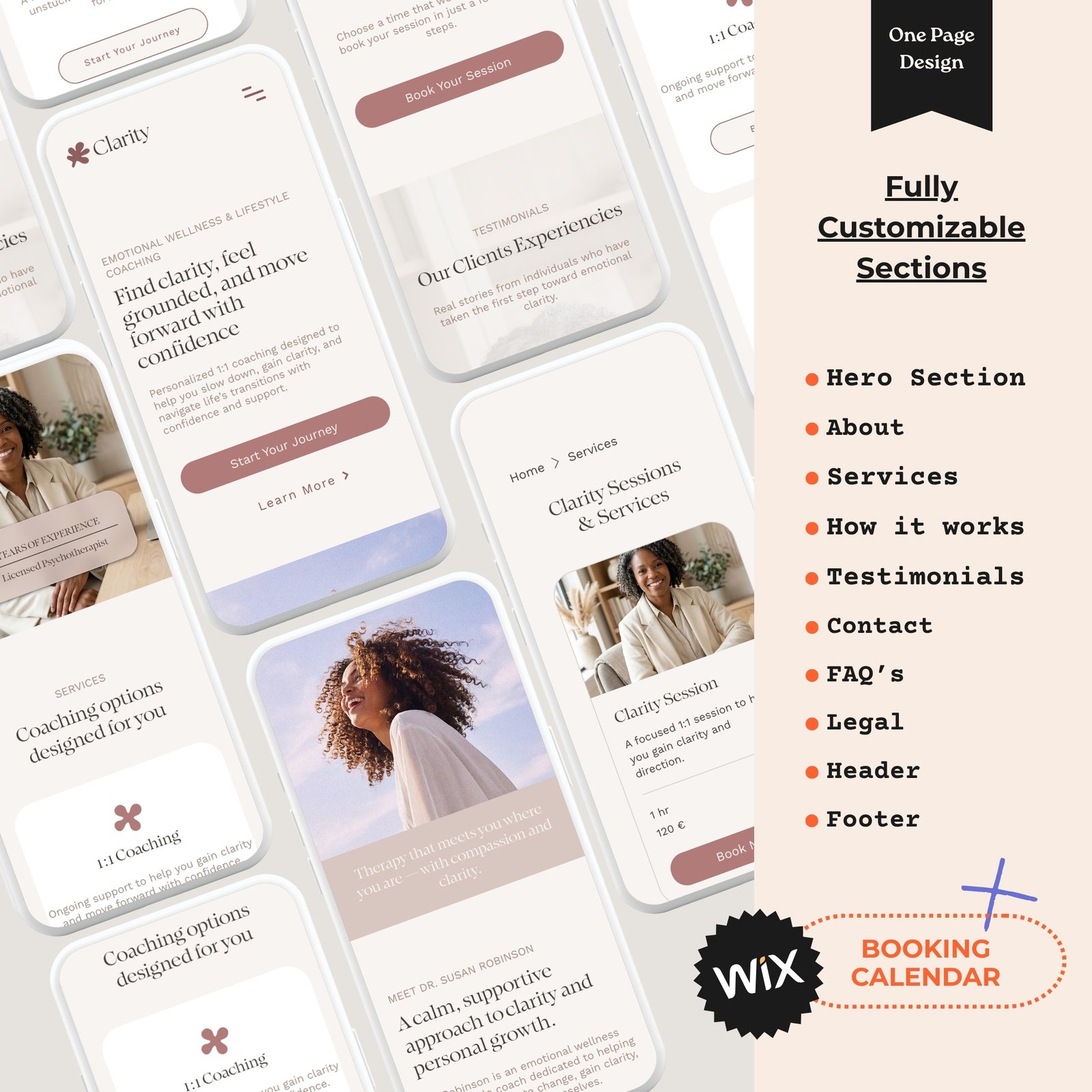 WIX Website Template for Emotional Wellness & Lifestyle Coaches - Modern and Professional - Online Booking Calendar - Image 3