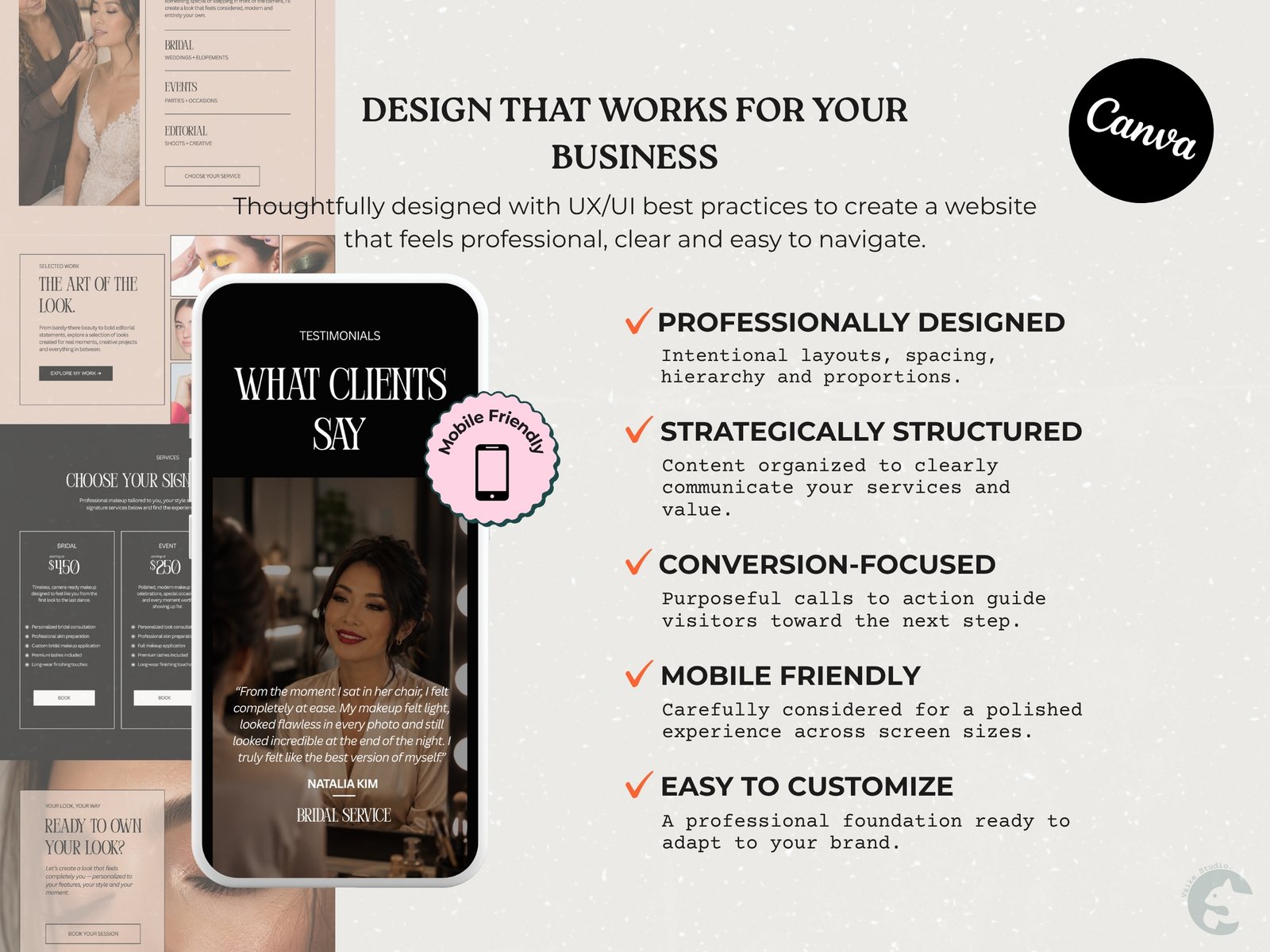 Makeup Artist Portfolio Website | Premium Canva Website Template CT-PRF004 Makeup Artist Portfolio Website | Premium Canva Website Template - Image 6