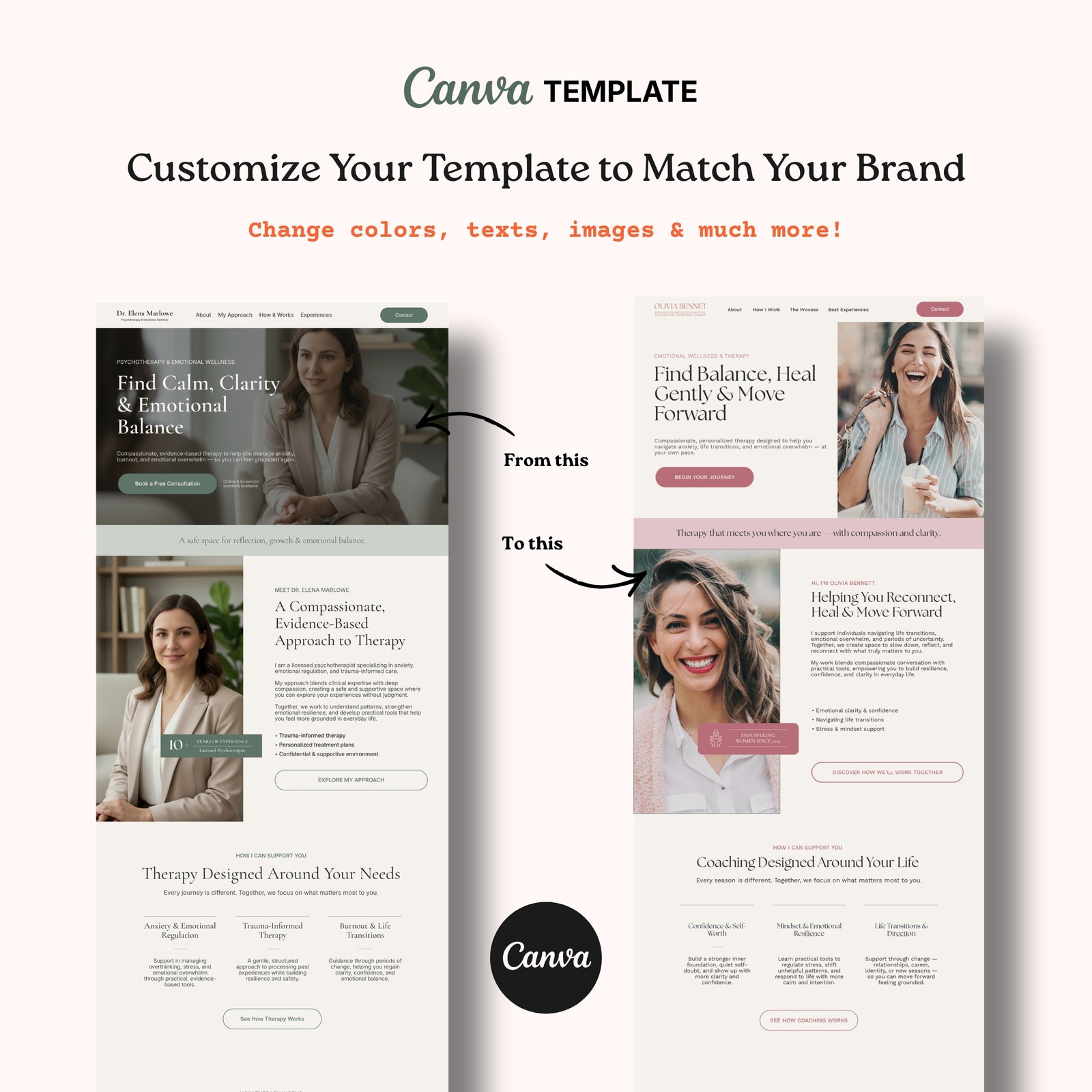Therapist & Emotional Wellness Coach Website | Canva Website Template CT-PRF002 Therapist & Emotional Wellness Coach Website | Canva Website Template - Image 5