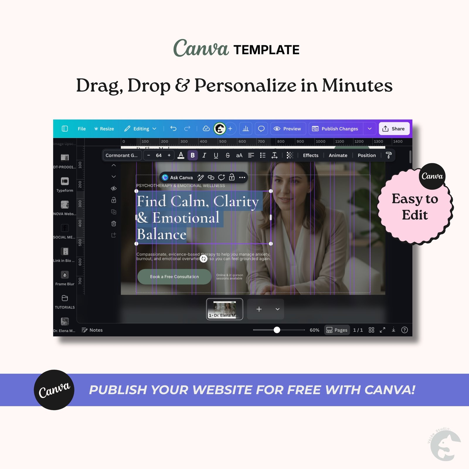 Therapist & Emotional Wellness Coach Website | Canva Website Template CT-PRF002 Therapist & Emotional Wellness Coach Website | Canva Website Template - Image 6