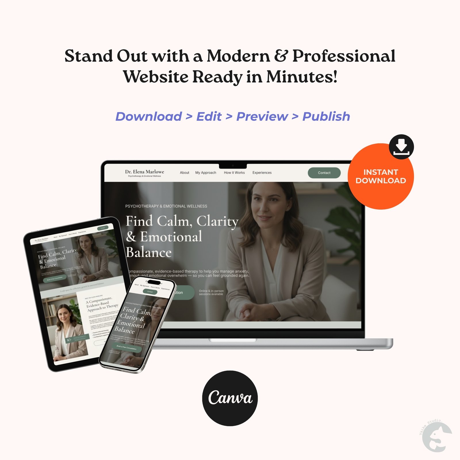 Therapist & Emotional Wellness Coach Website | Canva Website Template CT-PRF002 Therapist & Emotional Wellness Coach Website | Canva Website Template - Image 8