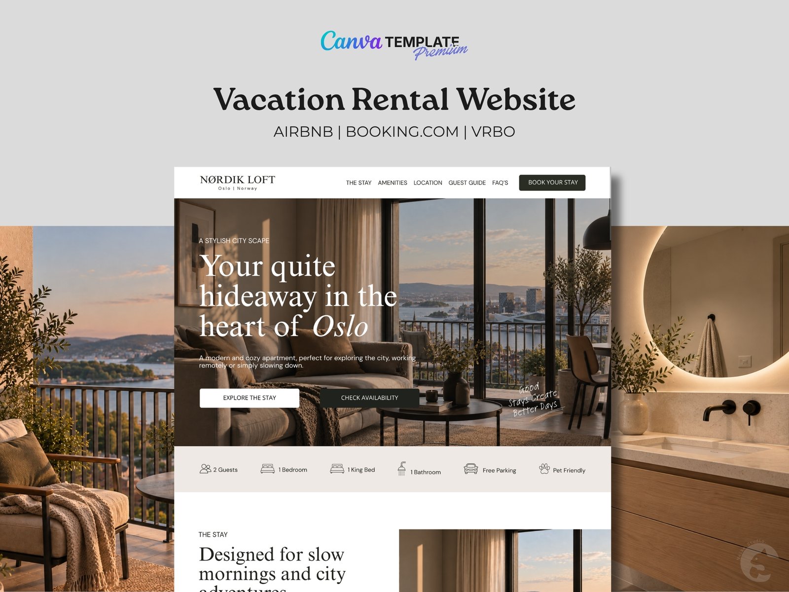 Vacation Rental Website | Premium Canva Website Template - Sales Page. Connect to Airbnb, Vrbo, Booking CT-RVW01 Vacation Rental Website | Premium Canva Website Template - Sales Page. Connect to Airbnb, Vrbo, Booking
