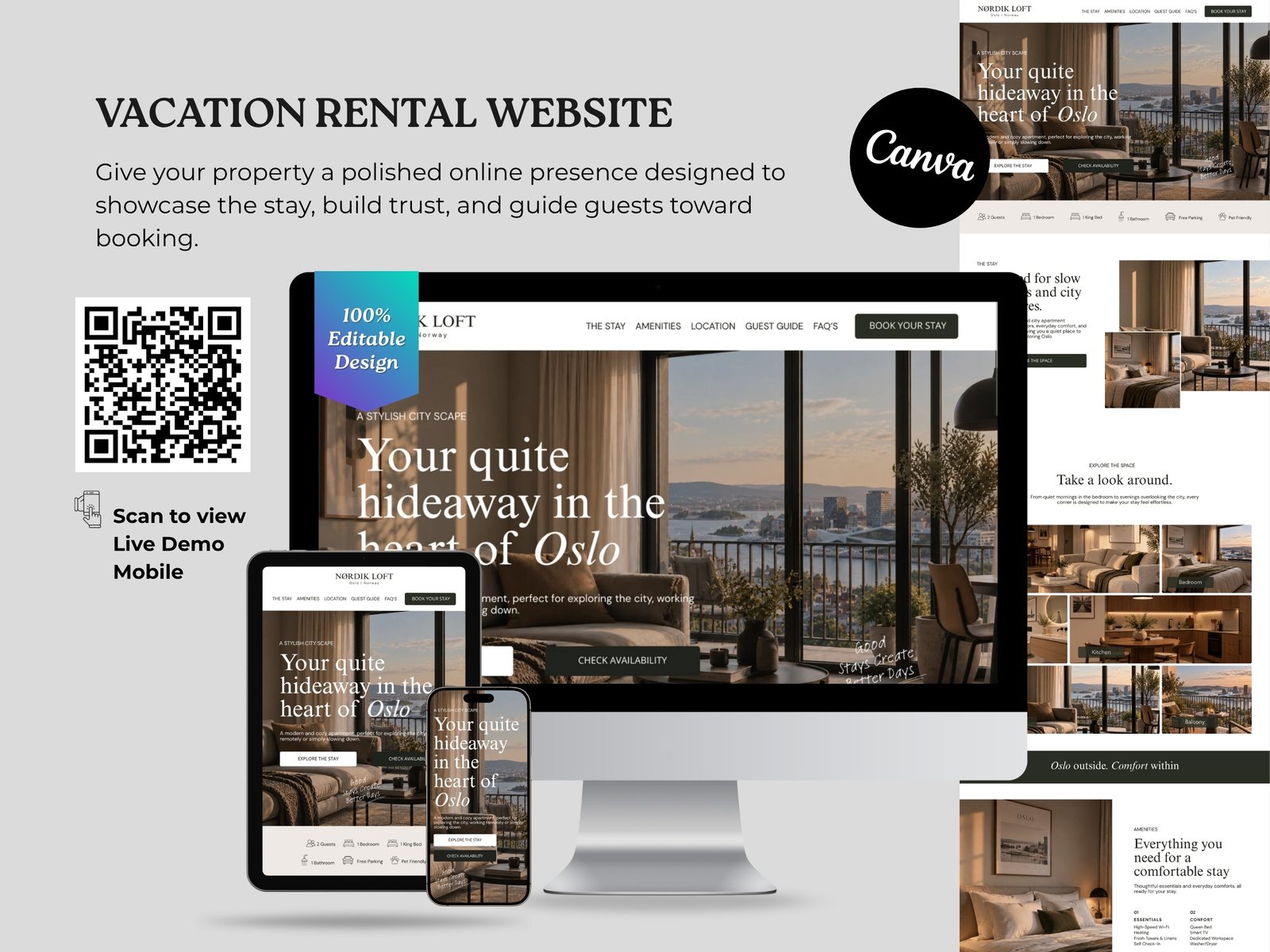 Vacation Rental Website | Premium Canva Website Template - Sales Page. Connect to Airbnb, Vrbo, Booking CT-RVW01 Vacation Rental Website | Premium Canva Website Template - Sales Page. Connect to Airbnb, Vrbo, Booking - Image 4